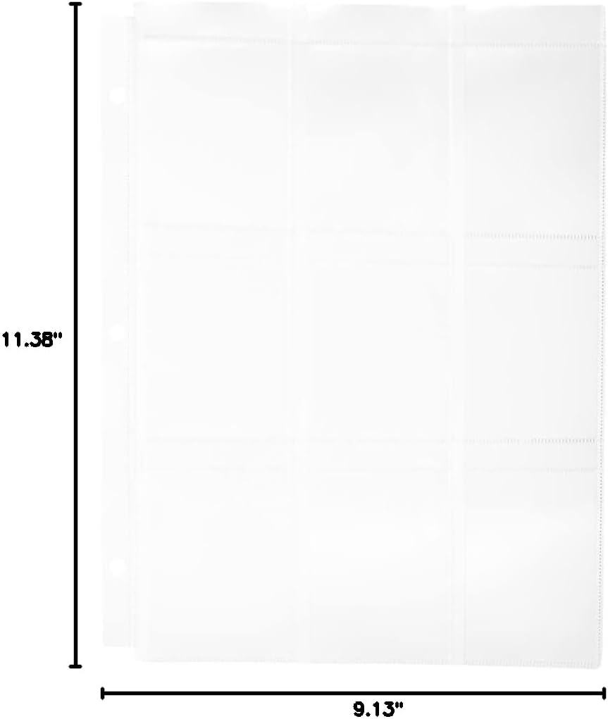 JAM PAPER Plastic Binder Collection Pages - 9 Slots - 9 1/8" x 11 3/8" - 20 Sheets/Pack