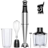 Hand Blender, Soft Start Variable Speed 5 In 1 Stick Blenders For Kitchen 1100w Scratch Resistant Immersion Blender With Whisk, Milk Frother, 800ml Beaker, 600ml Chopper For Soup Smoothies