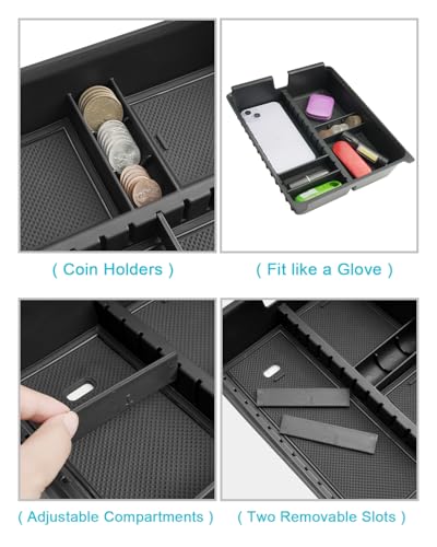 Image of CDEFG Center Console Organizer Compatible with 2023-2025 Honda Pilot /2024-2026 Ridgeline /2024-2026 Passport Accessories Middle Console Organizer Armrest Tray Storage Box