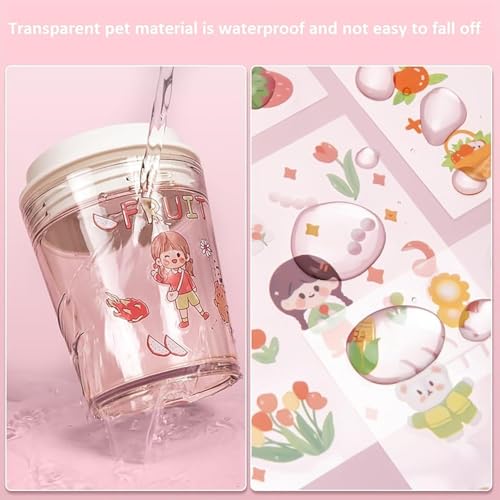 Image of HIGH TRUSTED Princess Party Theme Kawaii Self Adhesive Floor Stickers - Cute 100 Wasable Sheets for Project, Japanese Style Girls Sticker Set, Scrapbooking, DIY Arts Crafts