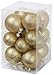SLEETLY Gold Christmas Ornaments – 32-Piece Shatterproof Plastic Holiday Tree Decorations, 16 Glitter Snow Balls (3.15
