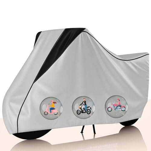 Image of Taffeta Bike Cover Premium Waterproof, Dustproof & UV Protected Two-Wheeler Body Shield | Heavy-Duty, All-Weather Protection | Universal Fit for Motorcycles & Scooters (Silver Top Black Kally)