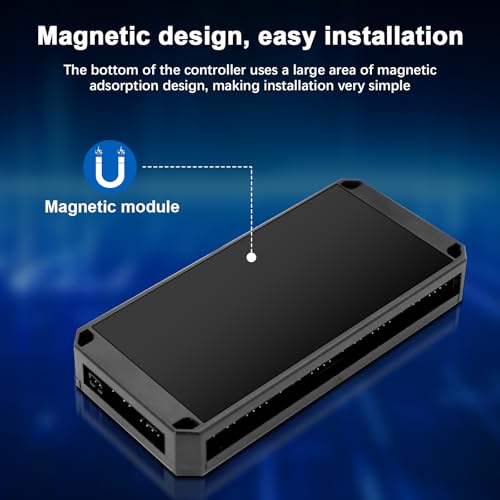 2-en-1 ARGB PWM Fan Hub con controlador，AYWHP RGB Case Fan Hub con 9 conectores PWM de 4 pines y puertos ARGB de 5 V de 3 pines（negro） - imagen 7