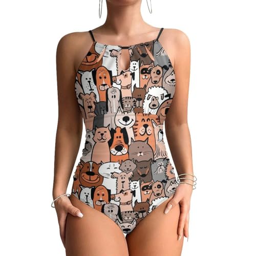 Maillots de bain une pièce chiens et chats l'esprit vacances léger et joyeux pour femme