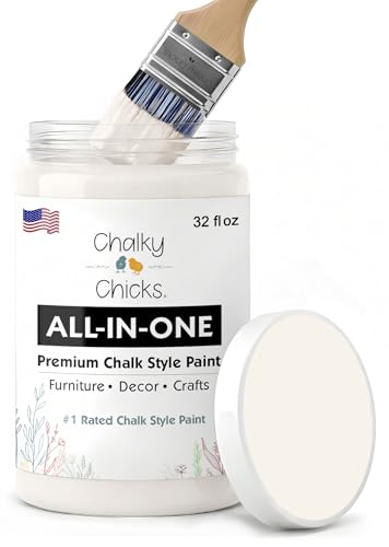 Chalky Chicks 32 Fl Oz Matte Aged Burlap White Chalk Paint, Furniture Paint No Sanding All in One Paints Without Sanding for Cabinet, Wood, Crafts, Chalk Board, Walls, Dresser, Kitchen