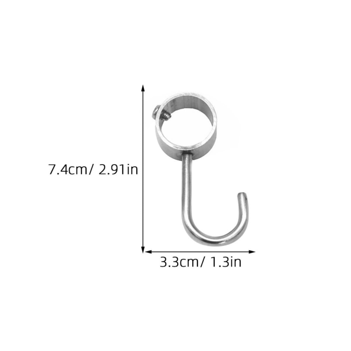 Crochets Tubulaires Légers et Réglables en Acier Inoxydable Lot de 10 Argenté pour Tringle à Rideaux et Rangement Pratique à Domicile