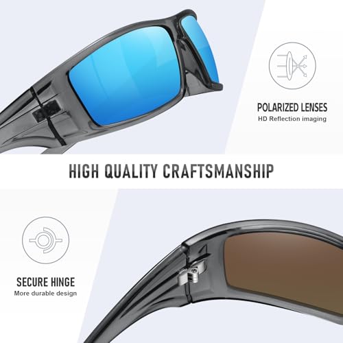 Image of Polarized Sports Sunglasses for Men Women,Driving Fishing | UV400 Protection Anti-Glare Lens, Wrap Around Sunglasses for Cycling,Hiking,Golf & Outdoor Sports Unbreakable Frame
