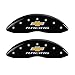 MGP Caliper Covers 14006SBRCBK Black Powder Coat Finish Front and Rear Caliper Cover, Set of 4 (Chevy racing Silver Characters, Engraved)