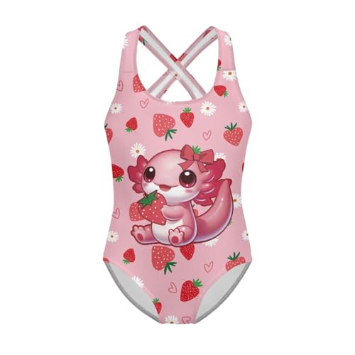 Image of Girls One Piece Swimsuits Teens Sleeveless Back Cross Strap Bathing Suit Kids Quick Dry Cute Beach Swimwear(5-14)