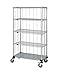 Quantum 3 Sided Stem Caster Wire Shelf Cart 74"H Post, Stem Caster Units with 4 Wire shelves, 1 Solid shelf, Rods and Tabs 18"W X 36"L X 80"H