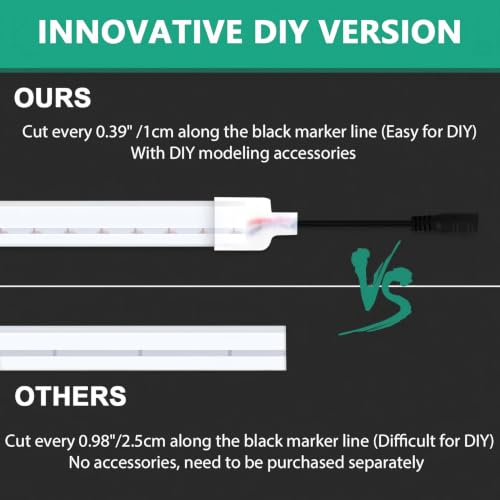 Image of Lamomo White Led Strip Lights 32.8Ft, 2 Roll Neon Rope Strip 0.39In /Cut, 12V Flex Waterproof Silicone DIY Neon Sign for Kitchen Bedroom Commercial Decor, 6mm Width(Power Adapter not Included)