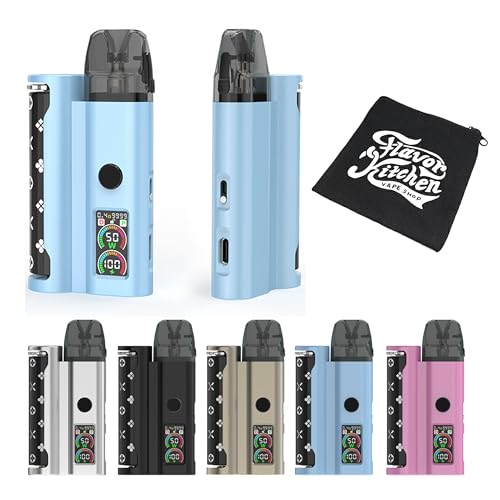 【PODなのに18650!?×デュアルメッシュ】MECHVAPE THE X メックベイプ ジ・エックス|3000mAhバッテリー&FlavorKitchenミニポーチ付属|電子タバコ VAPE 本体 スターターキット (Blue)