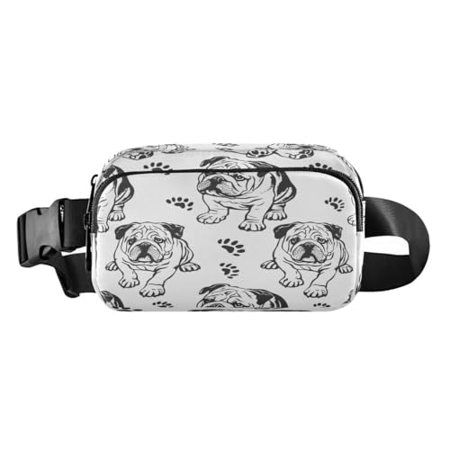 ALAZA Bulldog Paw Print White Waist Packs Spot Belt Bag Crossbody Bag Fanny Pack Pouch for Men Women Hiking Running Cycling Traveling