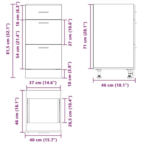 vidaXL Unterschrank Lyon Weiß 40x46x81,5 cm Holzwerkstoff,Küchenschrank, Gastronomieschrank, Gastro Möbel, Küchenmöbel, Aufbewahrungsschrank