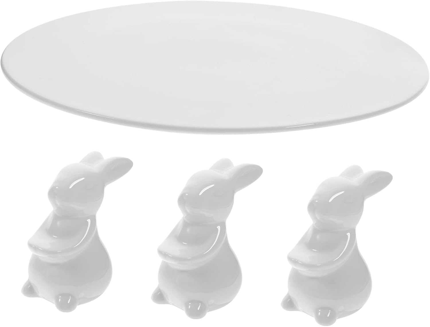 1set Easter Bunny Ceramic Cake Stand with Decor Food-grade Dessert Plate for Party Afternoon Tea Tableware for Spring Celebrations and Festive Gatherings
