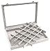 Wudygirl 30 Grid Jewelry Organizer Velvet Jewelry Box Jewelry Tray with Clear Lid Storage Case Showcase Display Stackable Removable (30 Grid)