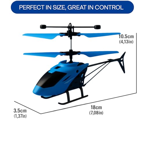 Image of Gravity Sensor Helicopter Toy for Boys with Safety Sensor, Indoor Palm Sensing, Rechargeable with LED Lights I Pack of 1 (Blue Colour)