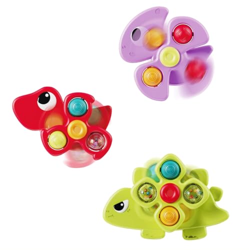 Givzan 3PCS Dinosaur Suction Cup Toys for 1 Year Old Boys Girls | Sensory Baby Bath Toys for Toddlers 1-3 | Infant Travel & Window Toys | Birthday