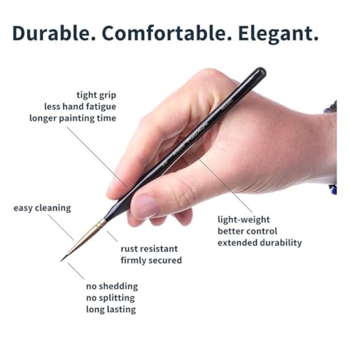 Image of TASMAX 000 Brush for Painting Brush Set Detail Paint Brush Set for Miniature Painting Brushes Set Fine Tip Brushes with Ergonomic Handles Suitable for Acrylic Painting Oil Face Nail for Fine