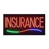 LED Insurance for Business, Super Bright LED Open Sign for Insurance Company, Electric Advertising Display Board for Auto Insurance Institutions Shop Store Storefront Window Wall Decor. 24“ X 12”