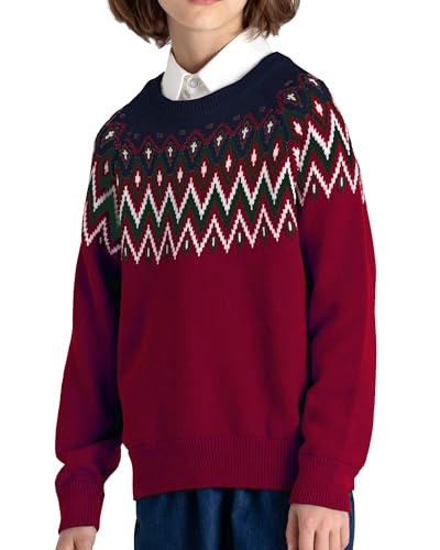 Image of BOBOYOYO Boys Sweaters 100% Cotton Cable Knit Kids Sweater Striped Pullover