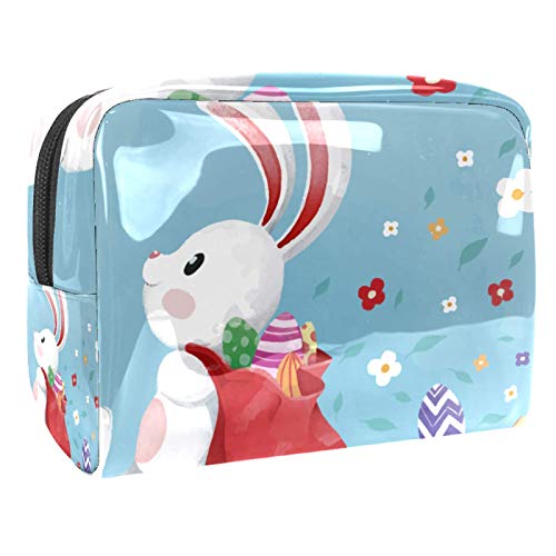 Trousse de maquillage portable avec fermeture éclair - Trousse de toilette de voyage pour femme - Pratique - Pochette de rangement pour cosmétiques - Lapin mignon avec sac à dos