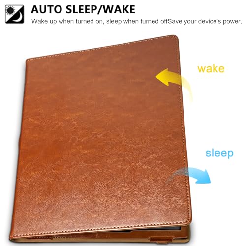 E NET-CASE Case for 10.3" Boox Note Air4 C (2024)/Boox Note Air3 C/Air3 B/W Tablet (2023), New Upgraded Design 360 Degree Rotating Stand Cover with Pen Holder/Hand Strap, Auto Sleep/Wake (Brown)