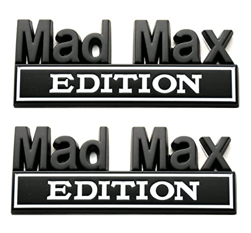 Image of Pair Metal Mad Max Edition Decal Emblems 3D Letters Badge Truck Adhesive Conservative Stickers, Funny Decals Adhesive Letters Fit for Vehicle, Truck, SUV, Door Decoration (White)