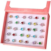PinkSheep Jewel Rings for Kids 24pc Adjustable No duplication Girl Pretend Play and Dress Up Rings