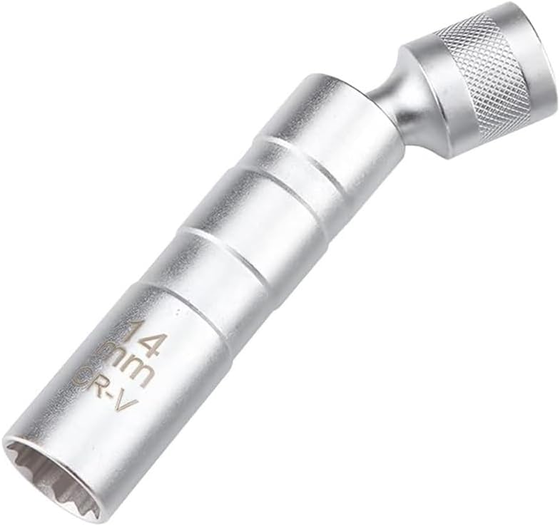 THE WHITE SHOP 3/8" Spark Plug Socket with Enhanced Magnetic Design Swivel Thin Wall Spark Plug Socket 360 Degree Swivel Suitable for Most Car Motorcycle 12 Point