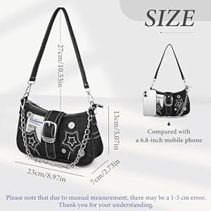 AfitLulu Kleine schoudertas dames denim schoudertas met handketting en afneembare schouderriem, kleine Y2k Fashion onderarmtas hobo bag met ritssluiting, roze, Small