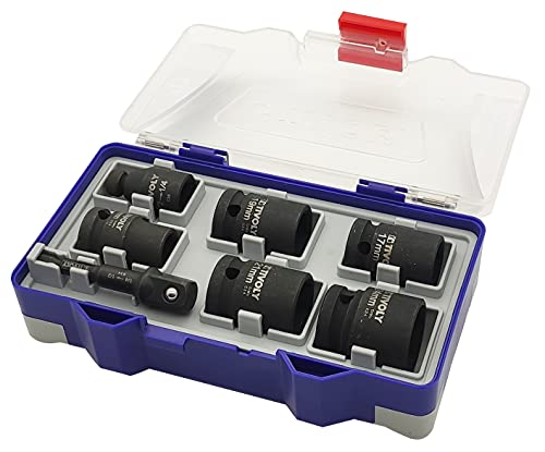 TIVOLY - Coffret 7 Pièces - Douilles à Choc 1/2" (Ø13-24mm) - Adaptateurs Boulonneuse & Visseuse à Chocs Inclus - Acier CrMo Haute Résistance - Spécial Boulonneuse & Tire-fonds - Gamme ShockSeries – vue 3
