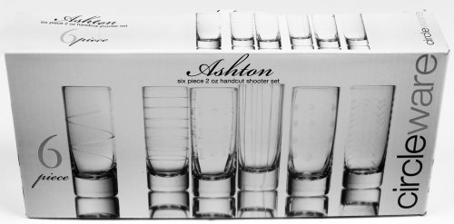 Circleware Ashton Six Piece 2 Oz Handcut Shooter Set Shot Glass Set #TOP2