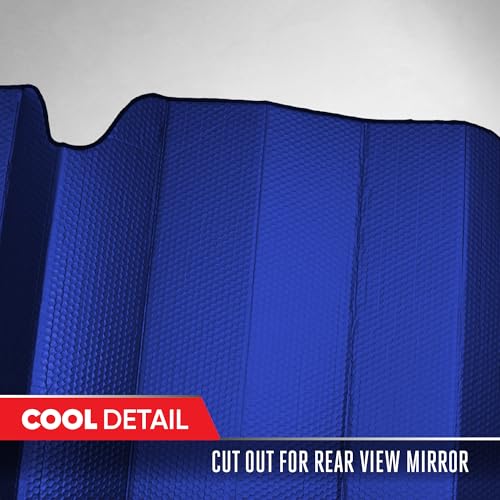 Image of Motor Trend Blue Accordion Folding Car Windshield Sun Shade - Blackout Sun Visor for Car Windshield - Foldable Jumbo Sunshade and Front Window Truck Sun Screen for UV Sun Protection - 58 x 24