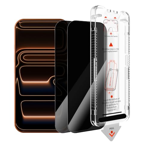 AnyEnjoy Privacy Screen Protector for iPhone 17 Pro Max, 2-Pack, Tempered Glass, 9H Military Hardness, Anti-Spy, 28 Degree Viewing Angle, Anti-Scratch, Clear (200)