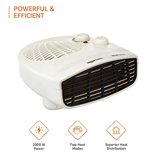 Amazon Basics 2000/1000 Watt Room Heater with Adjustable Thermostat (ISI certified, White color, Ideal for small to medium room/area)
