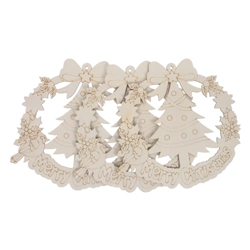 EXQUIMEUBLE 3pcs 未塗装木製クリスマス花環タグ ロープ付き塗装可能な木プレート 木製ツリー飾り クラフト用自然素材