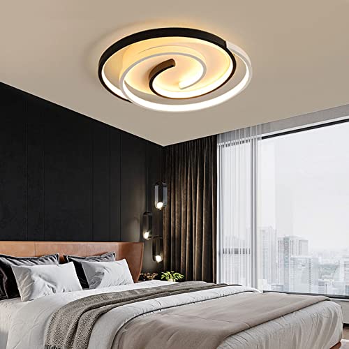 Plafonnier LED moderne noir géométrique et circulaire dimmable pour salon - 2