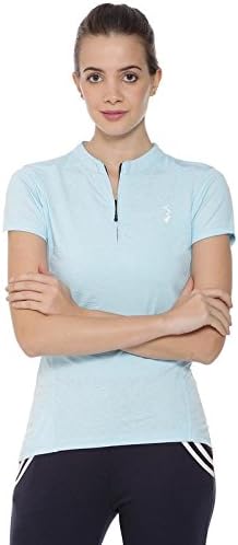 Campus SutraSolid Women Mandarin Collar Light Blue Sports Jersey