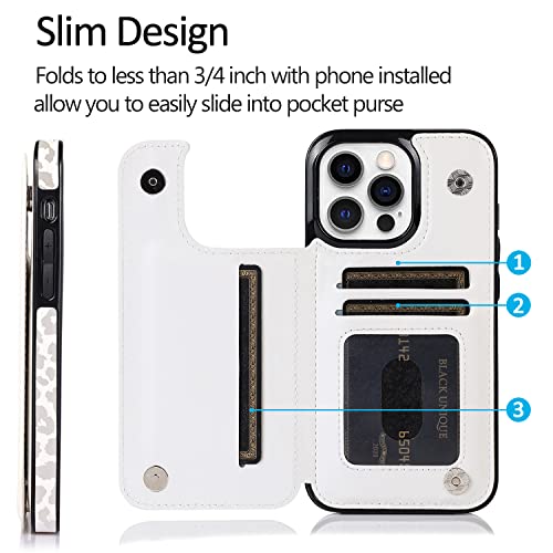 Ucolor Leopard Flip Leather Wallet Case Card Holder Compatible With Iphone 13 Pro 6.1”Women And Girls With Card Holder Kickstand #TOP2