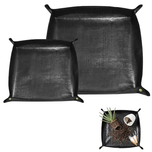 LILIXI 2 Piezas Alfombrilla de Trasplante, Impermeable Estera de Jardinería,PE Cojín de Plantación Plegable para Suculentas, Planta, Verde ﻿ (Negro2)