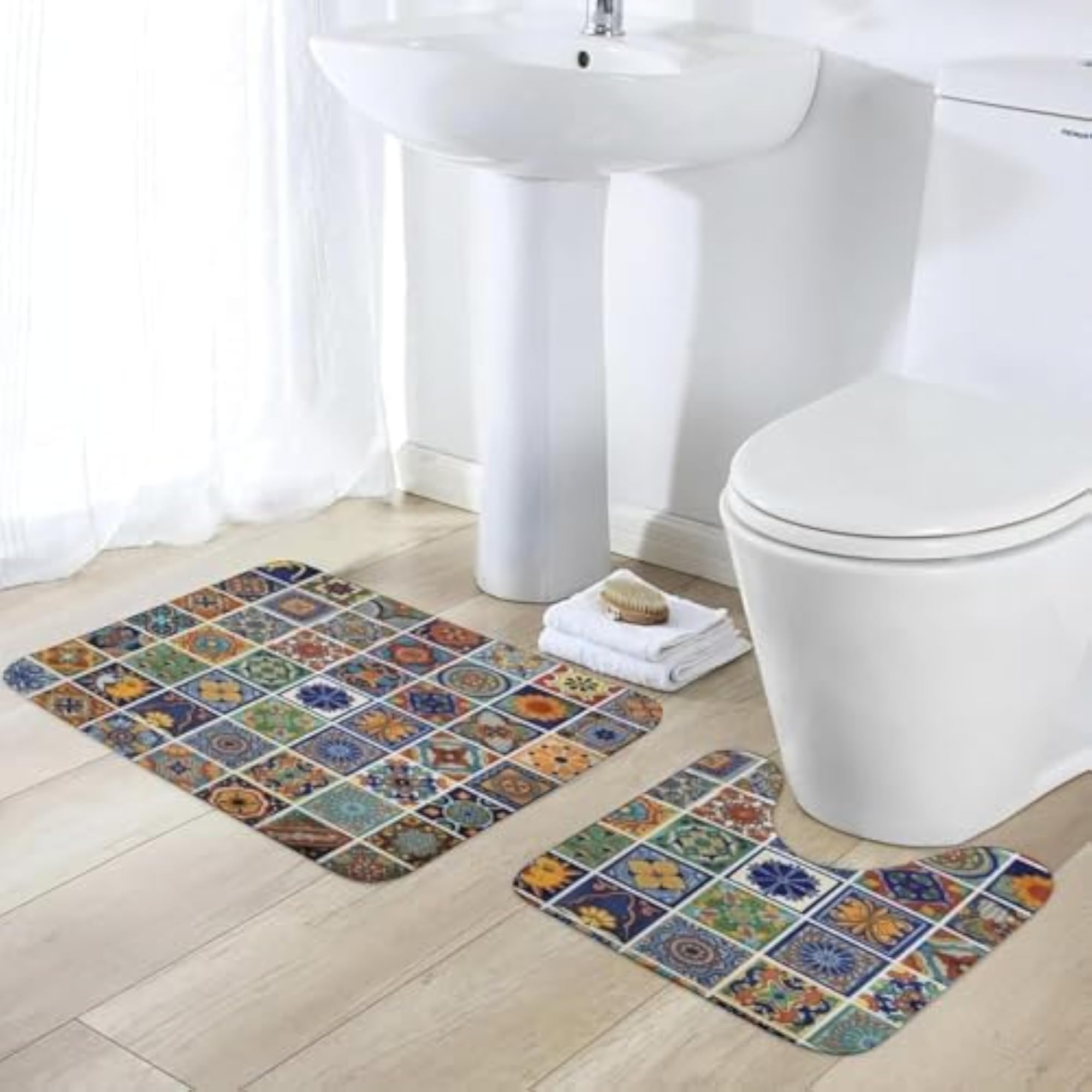 2 Piece Memory Foam Bath Mat Set, Soft & Absorbent