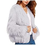 Fleecejacke Damen,Warnschutzjacke Winterjacken Jagdjacke Lange Westen Reserved Steppmantel Mäntel Wolle Kurzmäntel Airfield Blazer(5-Grau,XXL)