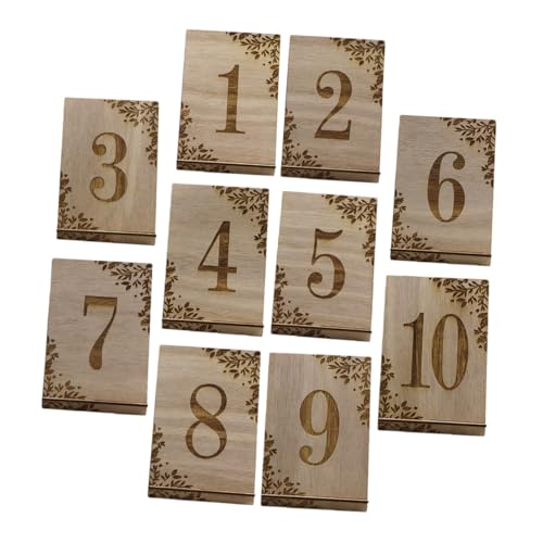 LAPYAPPE Números de Mesa para Bodas del 1 al 10 en Madera, 10 Unidades Soporte para Decoración de Centros de Mesa