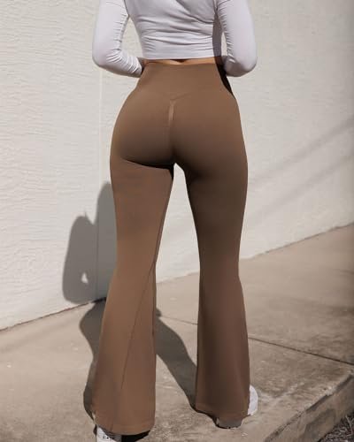 Image of SUUKSESS Women Crossover Workout Leggings with Pockets High Waisted Gym Yoga Pants