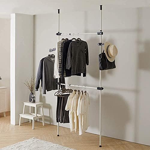 Greensen Wardrobe Rail Telescopic Clothes Rack Telescopic Wardrobe System Heavy Duty Hanging Rails For Clothes Rack Telescopic For Bedroom, Walk In Wardrobe Storage Systems Adjustable (2 crossbar)