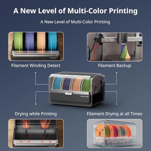Image of 3IDEA Kobra 3 Combo 3D Printer, Multi Color 3D Printer Up to 4 Stunning Rainbow Colors, Nozzle Clog Detection, Dry Printing and Filament Backup, Max High Speed 600mm /s, Size 250x250x260mm