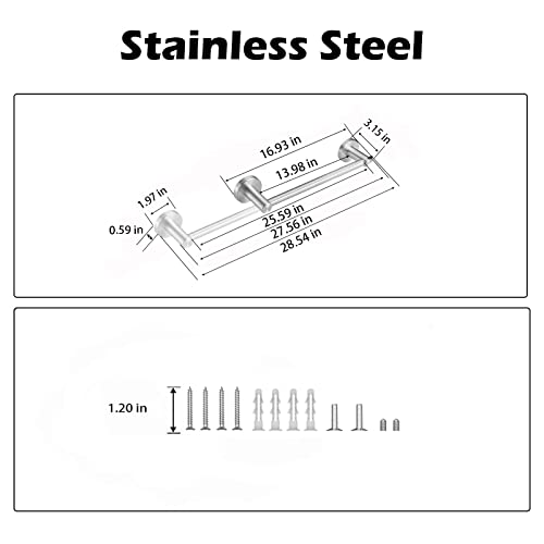 Chihod 2 Pieces Adjustable Bathroom Accessories: 17 To 29 Inch Brushed Nickel Towel Bar Set - Premium Towel Bar - Bath Accessories Set Wall Mount #TOP5