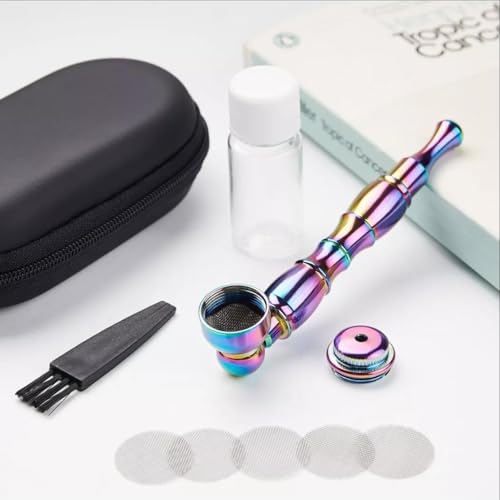 4.3" Detachment Tobacco Pipe with Cap Lid, Cleaner Tamper Tool, Screen and Box Hand Pipe, Complete Portable Smoking Pipe Set(Rainbow) - Image 5