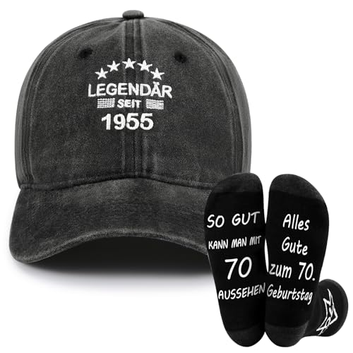 SATINIOR 2 Piezas de Regalos de Cumpleaños para Hombres de 70 años 1 Sombrero 1 par de Calcetines para Papá Marido Abuelo